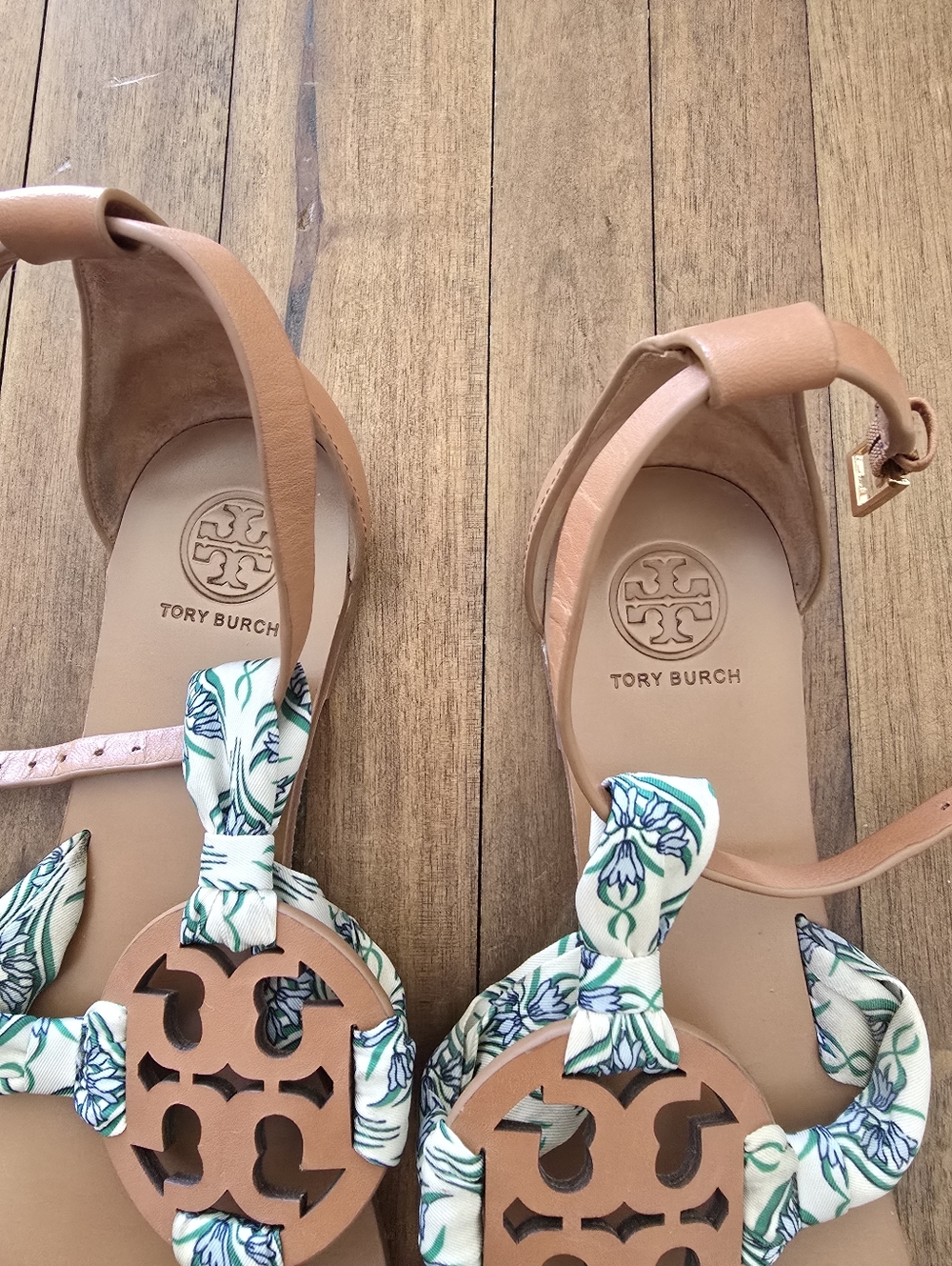 Tory Burch Tan Leather Miller Scarf Sandals 8.5 - Picture 2 of 6
